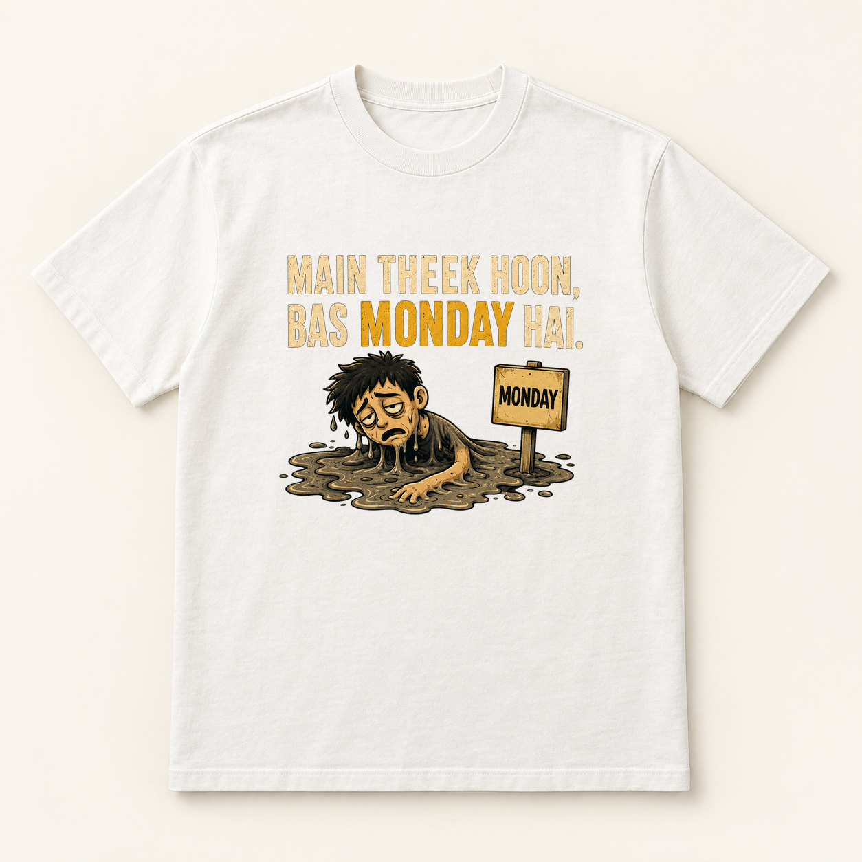 Main Theek Hoon, Bas Monday Hai Classic Crew mockup